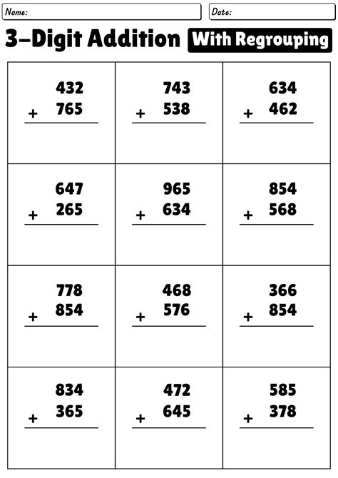 3 digits addition worksheet